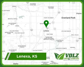 Map of Volz Lawn & Landscape service area in Lenexa, KS