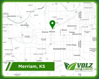 Map of Volz Lawn & Landscape service area in Merriam, KS