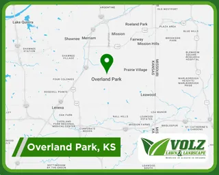 Map of Volz Lawn & Landscape service area in Overland Park, KS