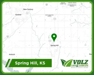 Map of Volz Lawn & Landscape service area in Spring Hill, KS